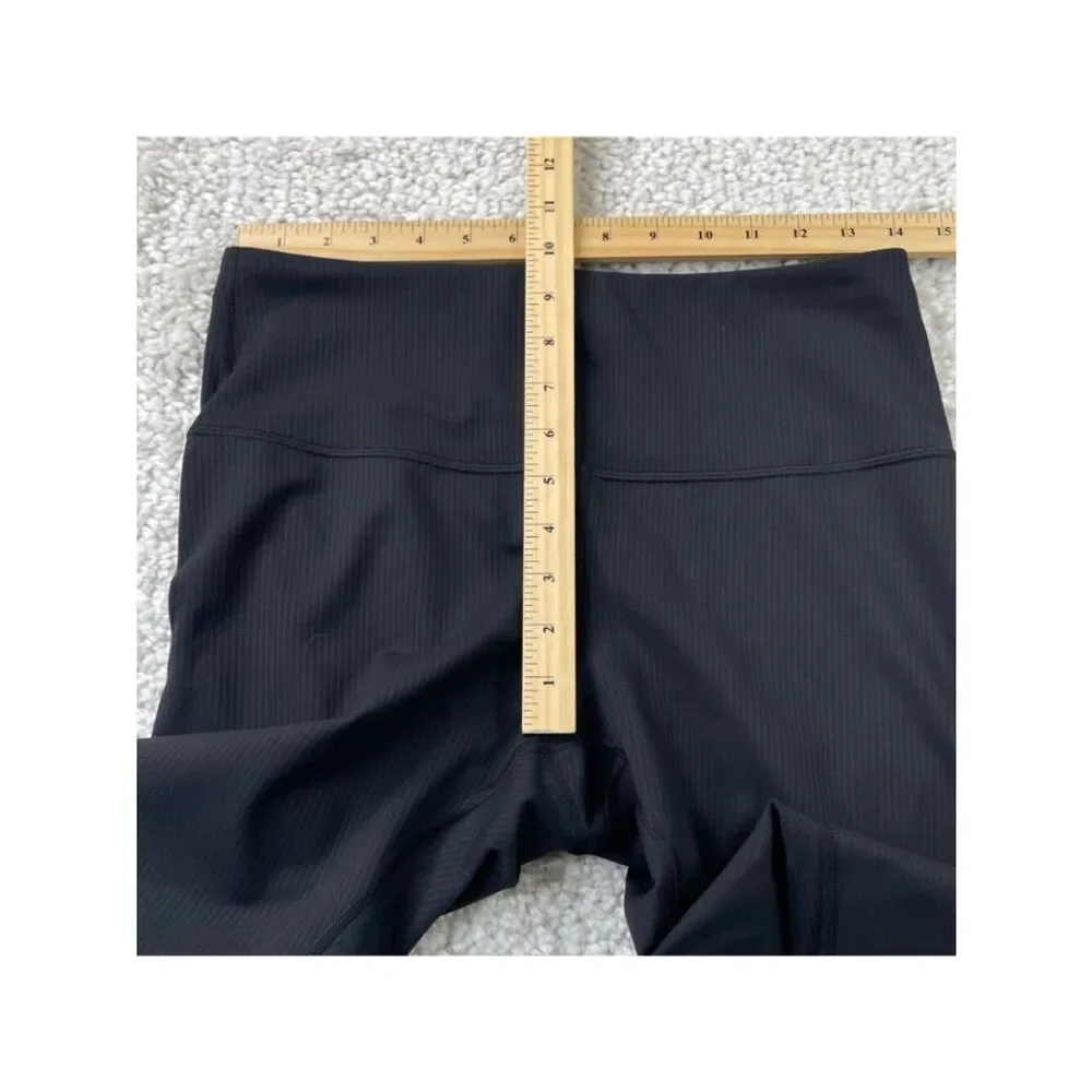 Lululemon Wunder Train Ribbed Hi Rise Tight Black Full Length Womens 10